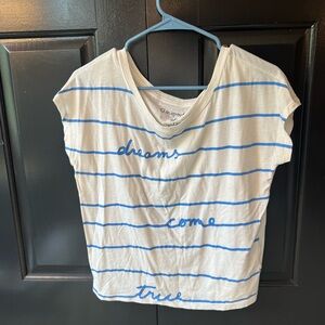 Aeropostale White Tee with Blue Stripes and Text
